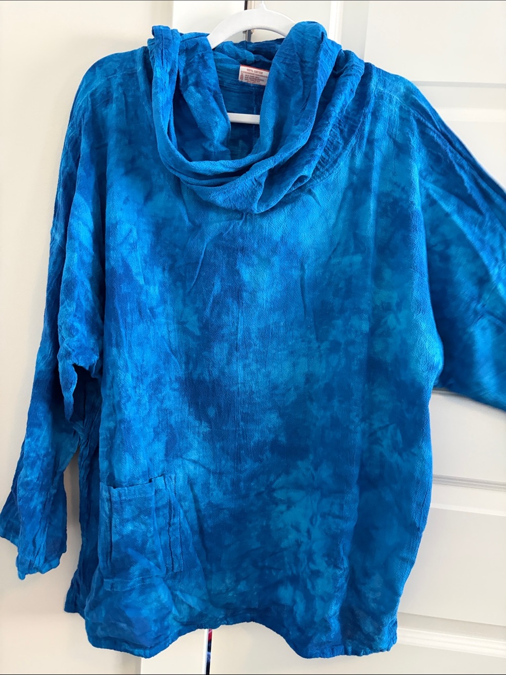 Oh my Gauze! Blue Tie-Dye cowl neck Pullover